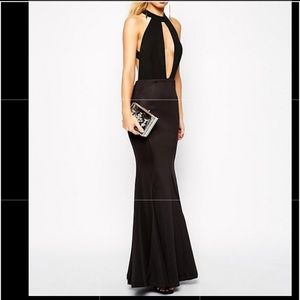 TALL HIGH NECK Maxi dress with Open plunge detail